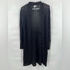 Worth black long duster cardigan sweater size S